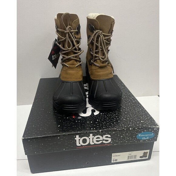 Totes Vermont men size 9 M winter boots brown suede upper and man made materials - Picture 9 of 9